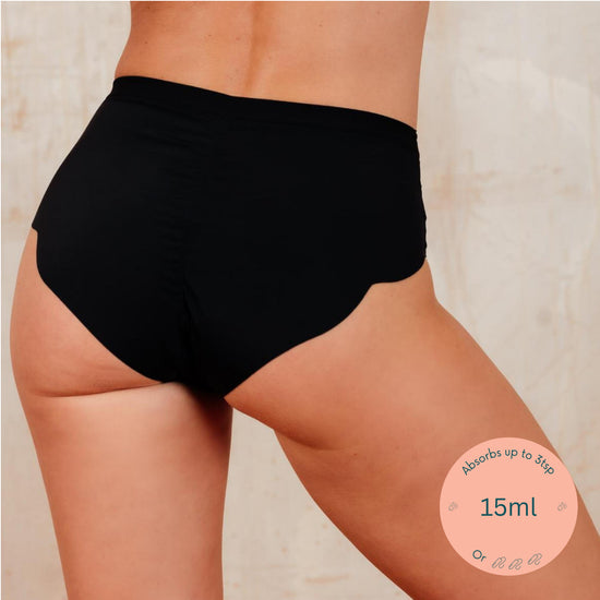 Susie Sporty Hip Hugger Black Leakproof Knickers for periods and little bladder leaks