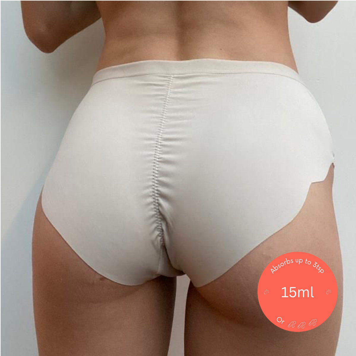 NIXI Body Susie Sporty Hip Hugger Cream Knickers absorbent discreet absorbent no vpl periods light bladder leaks