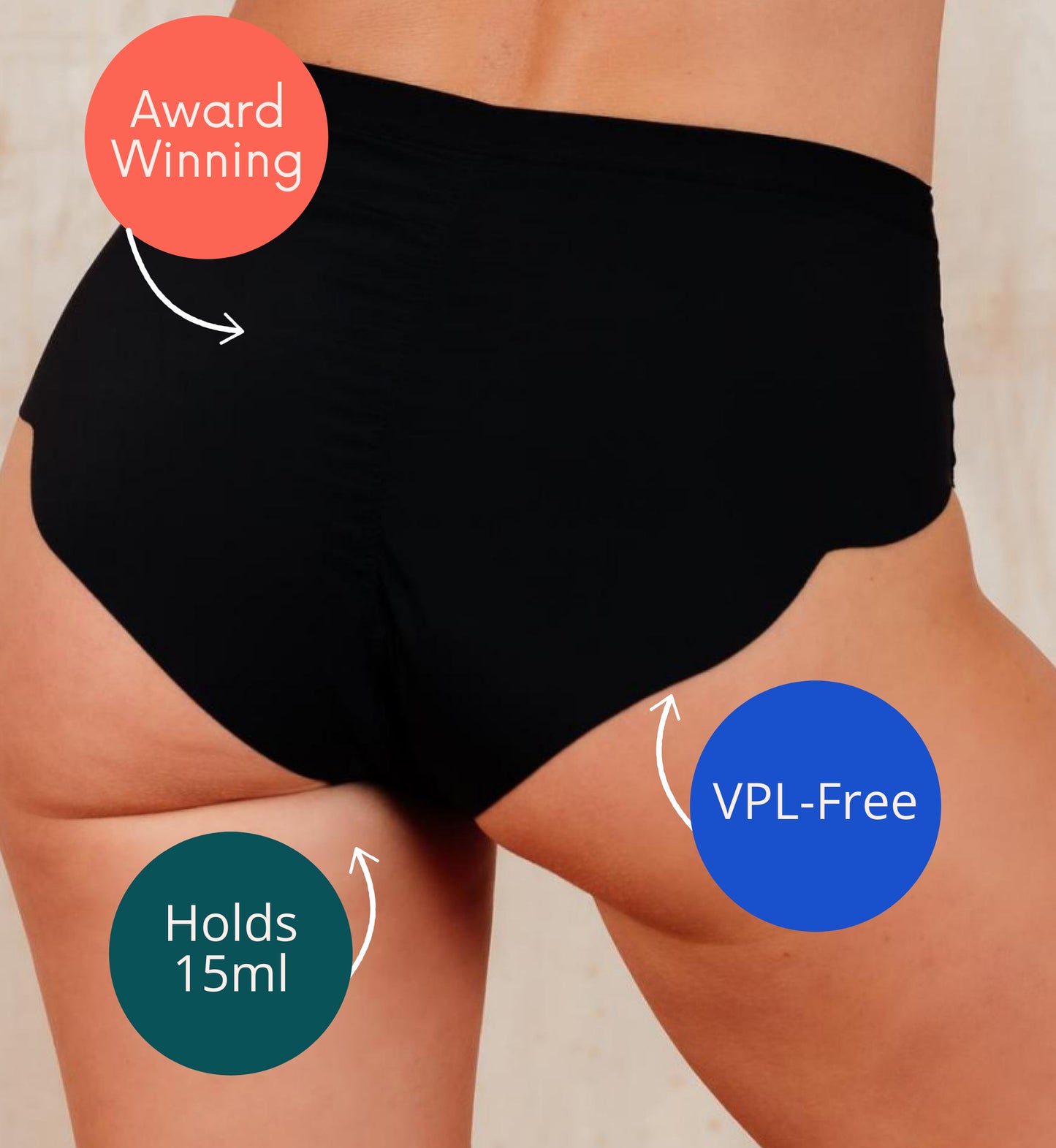 NIXI Body Susie Sporty Hip Hugger Black Knickers no vpl absorbent discreet leakproof period pants light bladder leaks 15ml 3 tampons