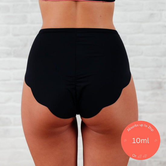 NIXI Body Coni Sporty High Waist Black Knickers for leaks and periods VPL Free back